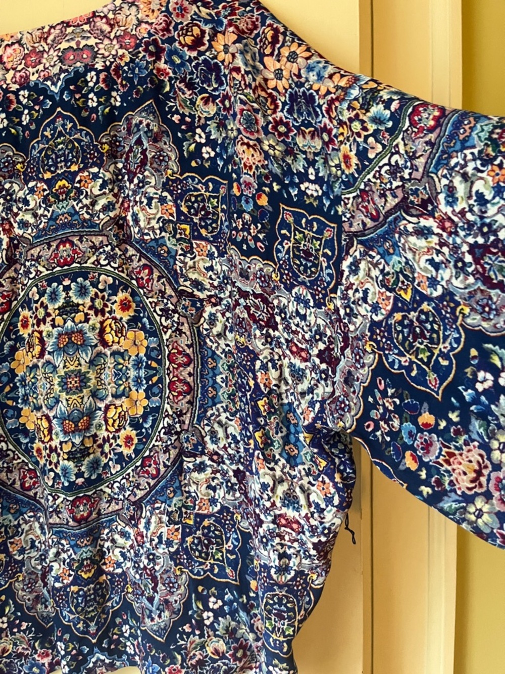 Anthropologie Navy Floral Paisley Kimono - Picture 5 of 6